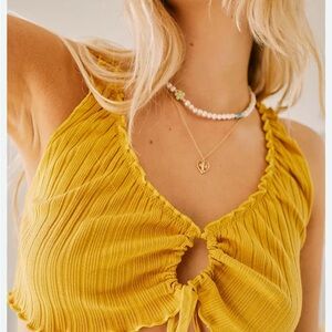 Urban Outfitters Yellow Ruched Crop Top
